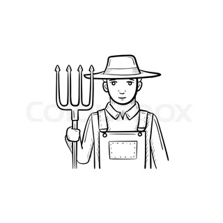 320x320 Pitchfork Sketch Icon For Web, Mobile And Infographics. Hand Drawn