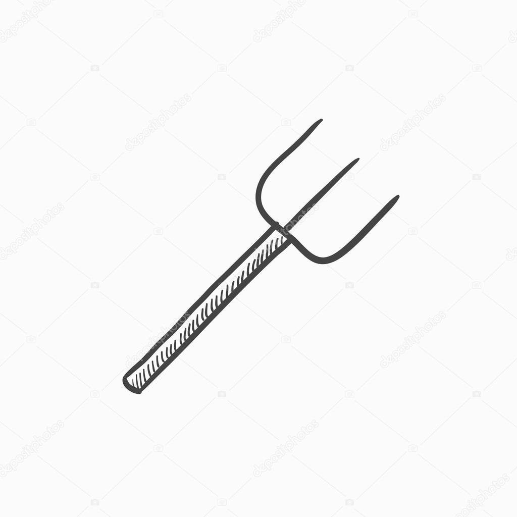 1024x1024 Pitchfork Sketch Icon. Stock Vector Rastudio