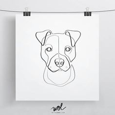236x236 Pit Bull Print, Pitbull Friendship Art, Single Line Drawing, Black