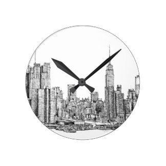 324x324 City Skyline Wall Clocks Zazzle