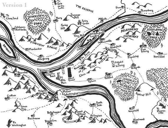 570x435 Fantasy Map Of Pittsburgh By Mapsburgh On Etsy Books Worth