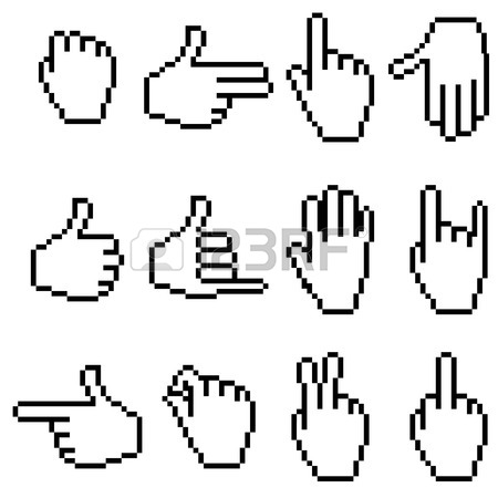 450x450 Set Of Pixel Hand Icons Royalty Free Cliparts, Vectors, And Stock