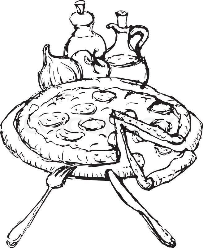 656x800 Pizza Sketch Stock Vector Colourbox
