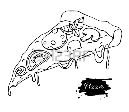 450x391 Vector Pizza Slice Drawing. Hand Drawn Doodle Pizza Illustration