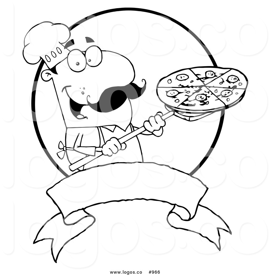 1024x1044 Royalty Free Pizza Chef Black And White Vector Logo By Hit Toon