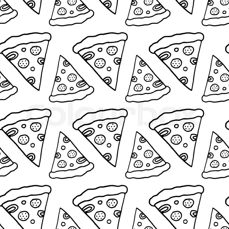 800x800 Trendy Pizza Pattern With Hand Drawn Pizza Slices. Cute Vector