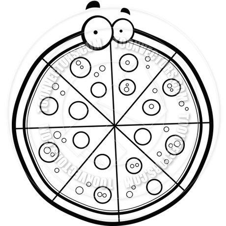 460x460 Cartoon Pizza Pie (Black And White Line Art) By Cory Thoman Toon