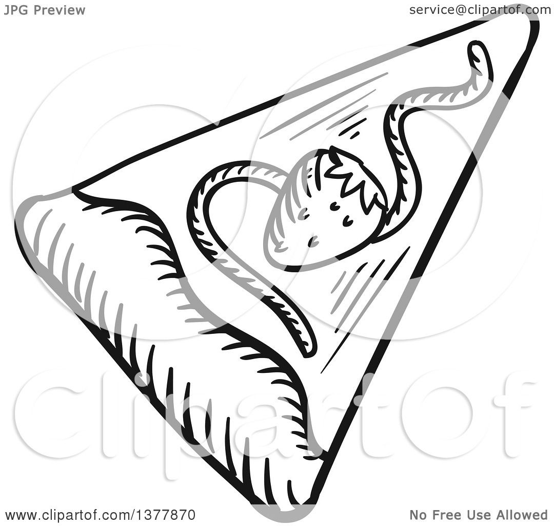 1080x1024 Clipart Of A Black And White Sketched Slice Of Dessert Pizza