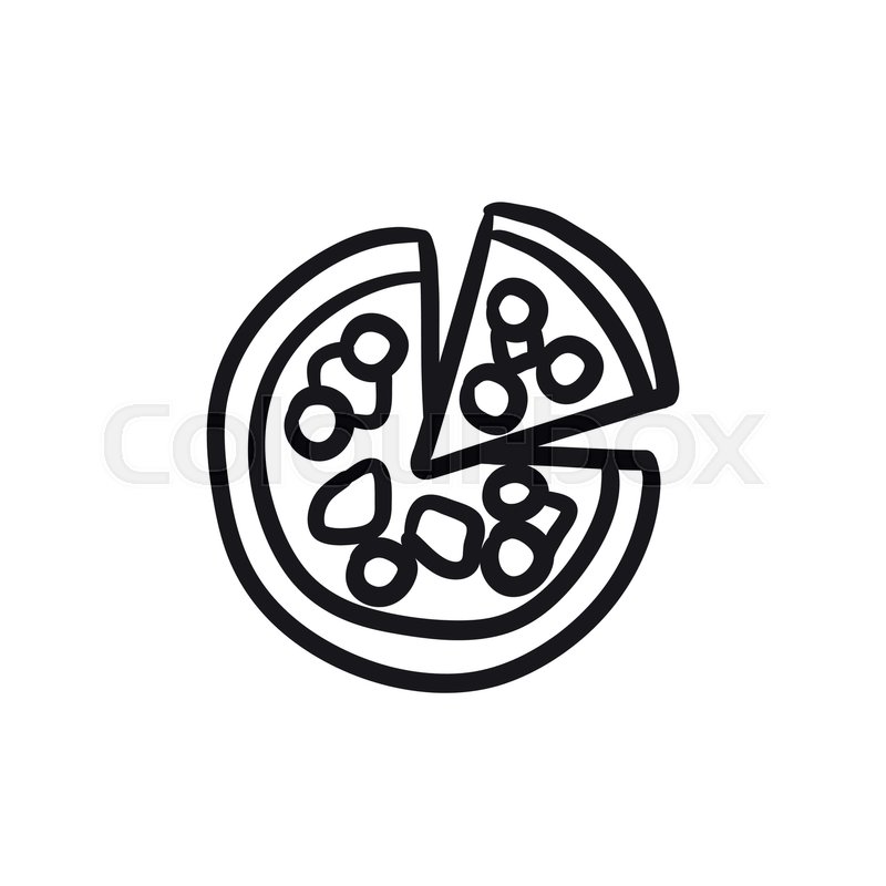 800x800 Whole Pizza With Slice Vector Sketch Icon Isolated On Background