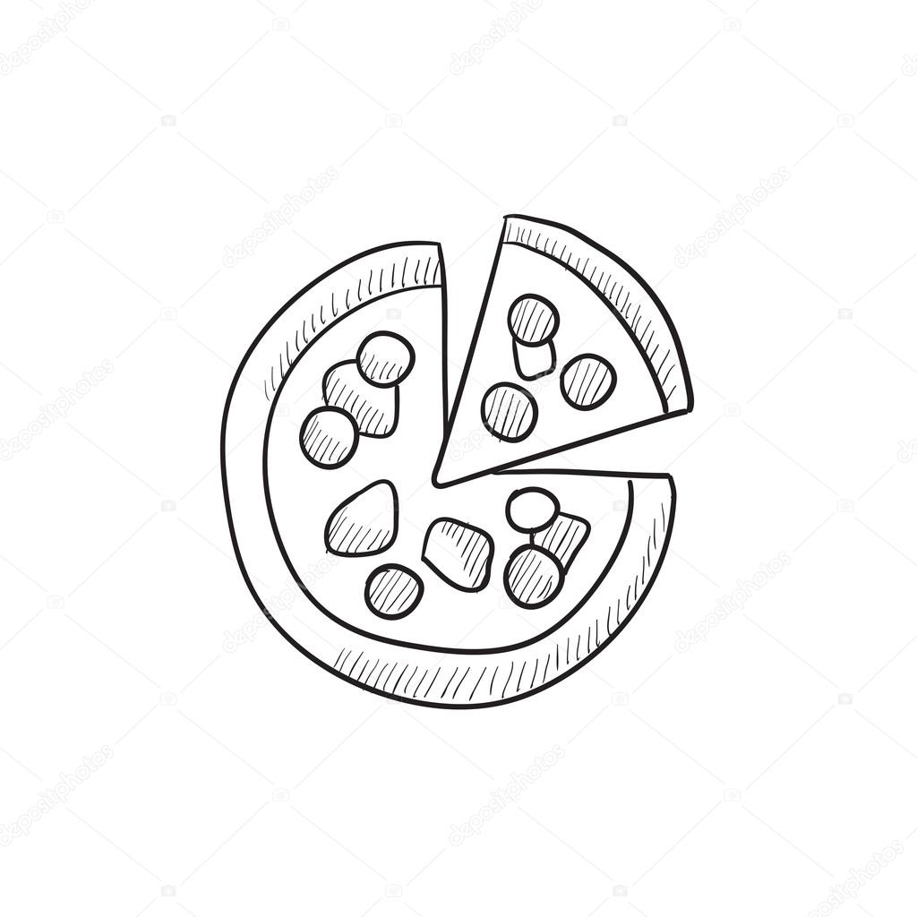 1024x1024 Whole Pizza With Slice Sketch Icon. Stock Vector Rastudio