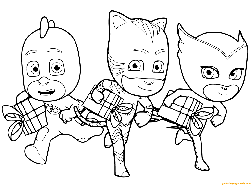 1024x768 Holiday Pj Masks Coloring Page