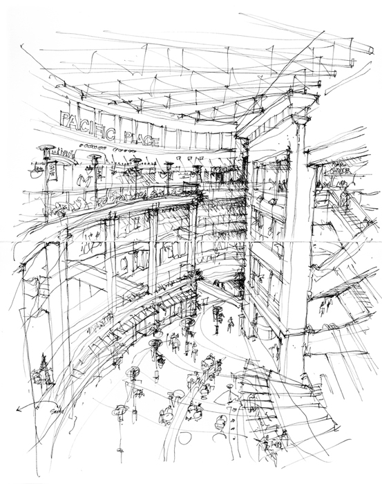 553x700 Urban Sketchers Seattle Two Views Of Pacific Place