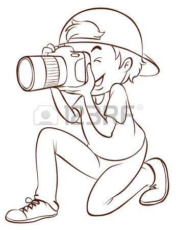 345x450 Illustration Of A Plain Drawing Of A Photographer On A White