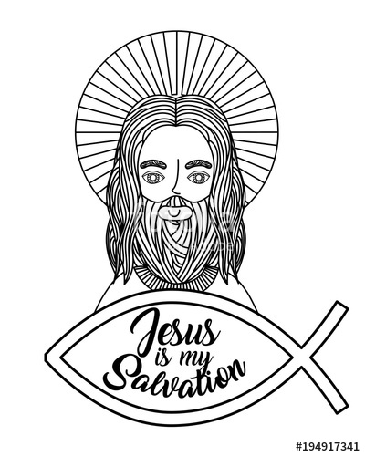 400x500 Jesus Is My Salvation Hand Drawing Image Vector Illustration