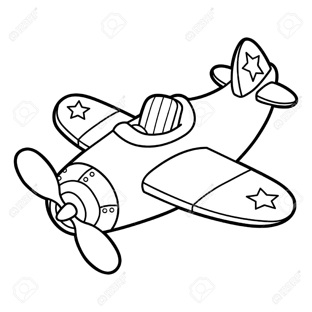 1300x1300 Cute Plane Outline. Vector Illustration Of Cute Cartoon Plane