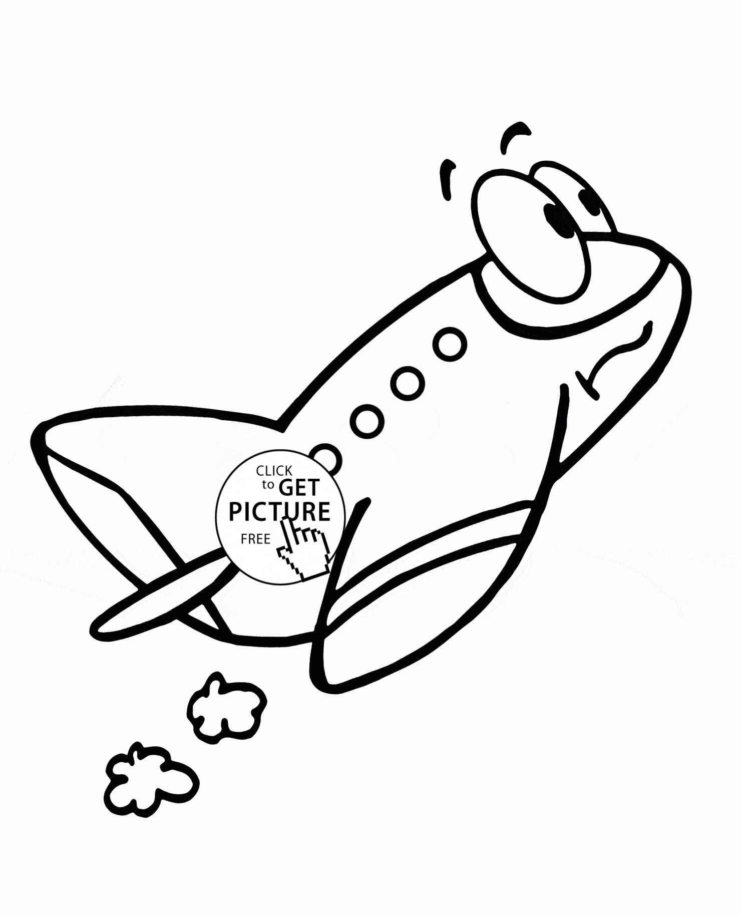1480x1827 Funny Small Cartoon Airplane Coloring Page For Toddlers