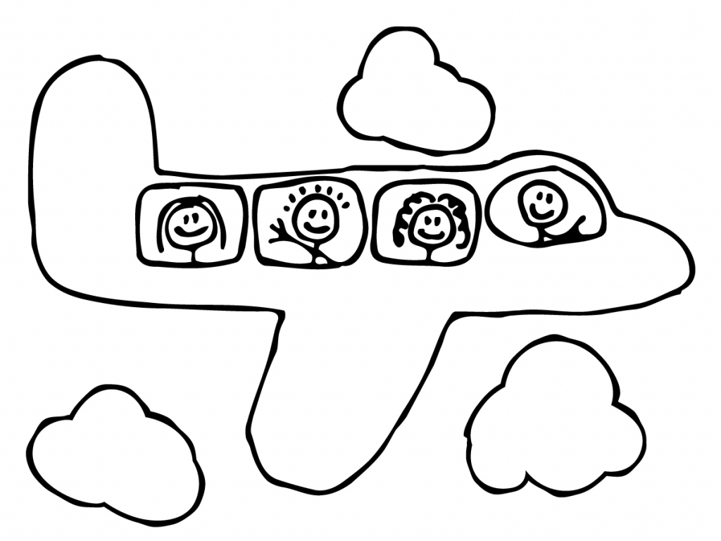 1024x768 Cartoon Drawings Airplanes Airplane Cartoon Outline Stock Photos