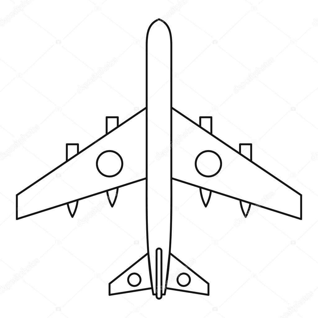 1024x1024 Military Fighter Plane Icon, Outline Style Stock Vector