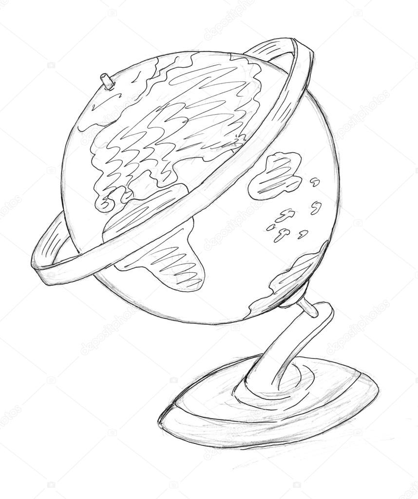 858x1023 Globe Drawing Stock Photo Nadyaus