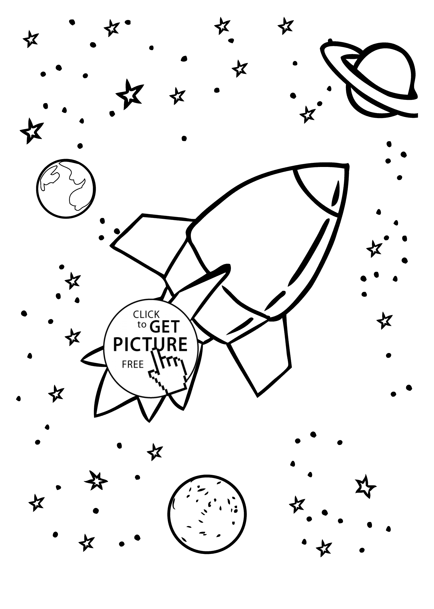 1483x2079 Rocket With Planets Coloring For Kids