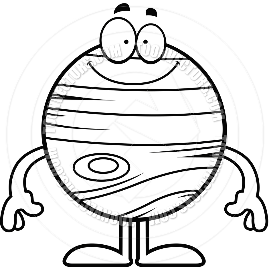 940x940 Happy Cartoon Jupiter (Black And White Line Art) By Cory Thoman