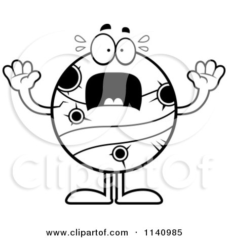 450x470 Cartoon Clipart Of A Black And White Scared Planet Mercury