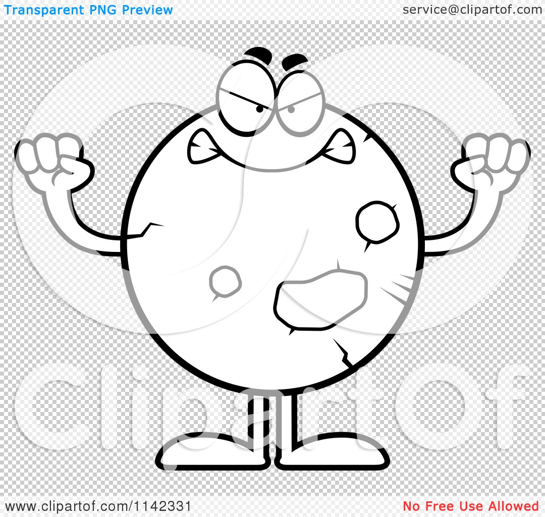 1080x1024 Cartoon Clipart Of A Black And White Mad Planet Mars
