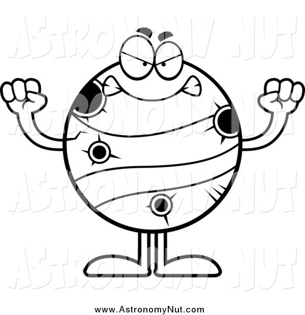 600x620 Clipart Of A Black And White Angry Planet Mercury By Cory Thoman