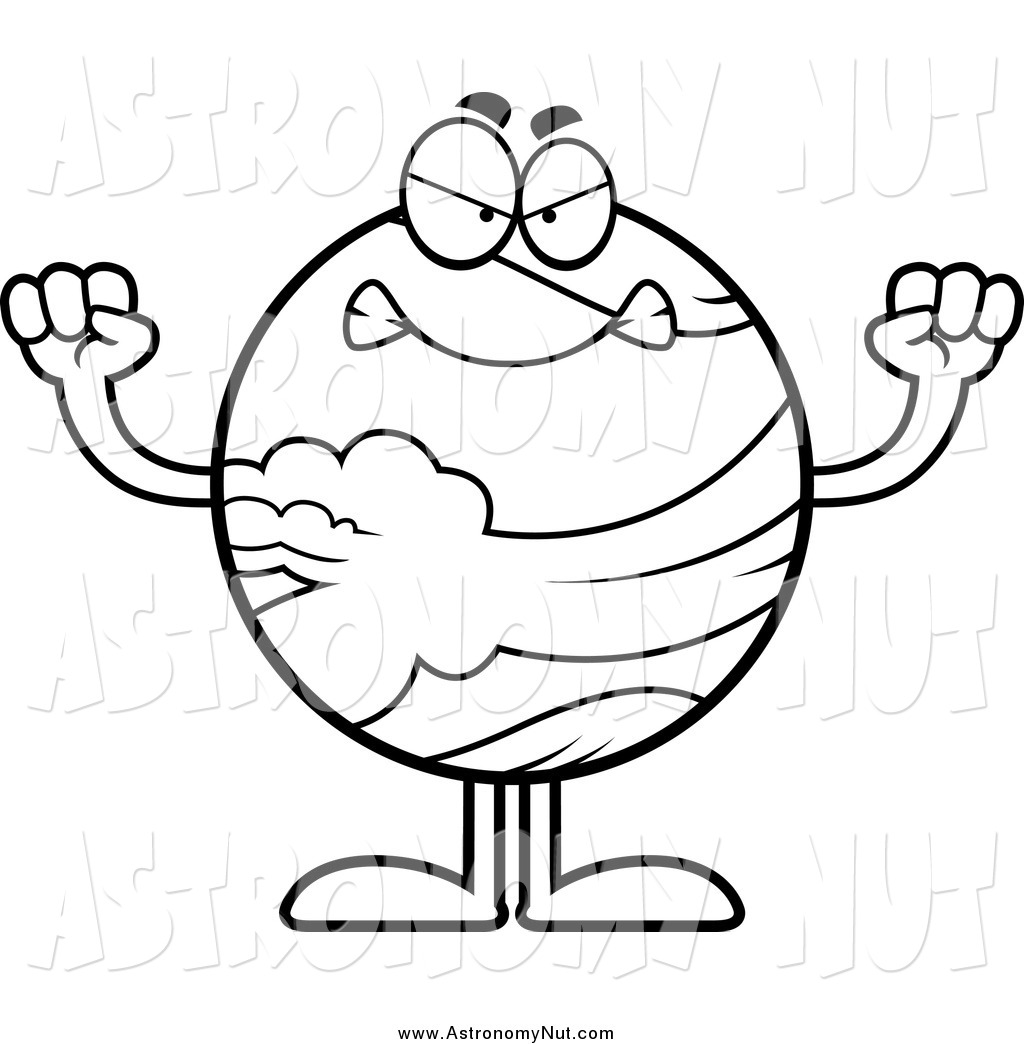 1024x1044 Clipart Of A Black And White Angry Planet Venus By Cory Thoman