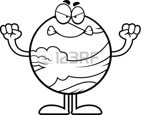 450x368 A Cartoon Illustration Of The Planet Venus Looking Angry. Royalty