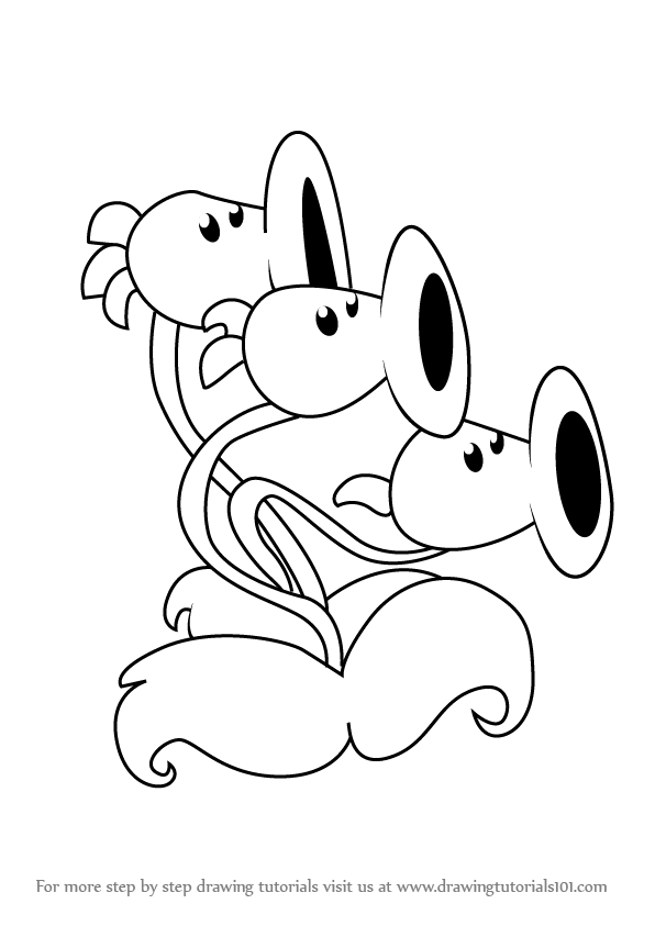 596x843 Learn How To Draw Threepeater From Plants Vs. Zombies (Plants Vs