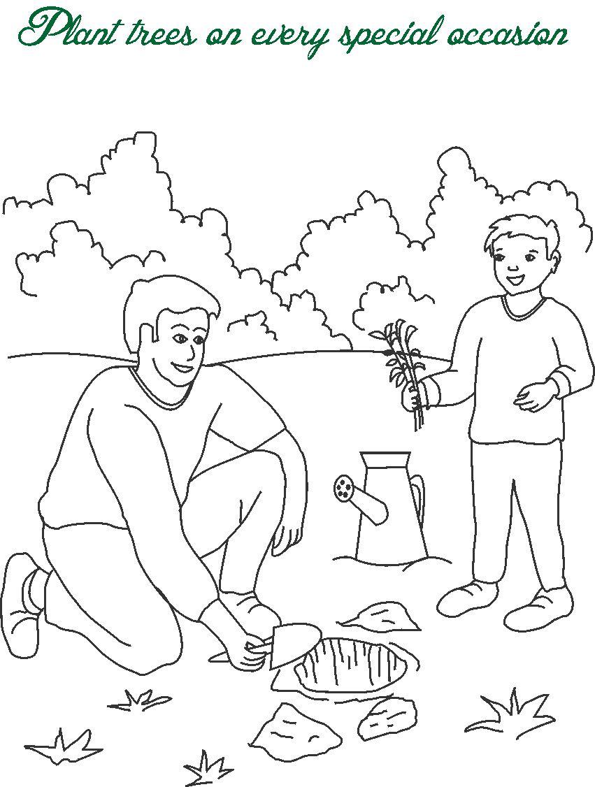 851x1126 Plant Trees Printable Coloring Page For Kids