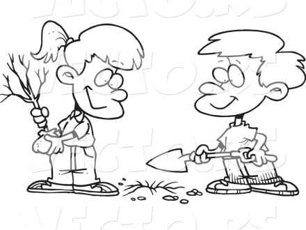 440x330 Cartoon Man Planting Tree Drawing, Tree Planting Clip Art