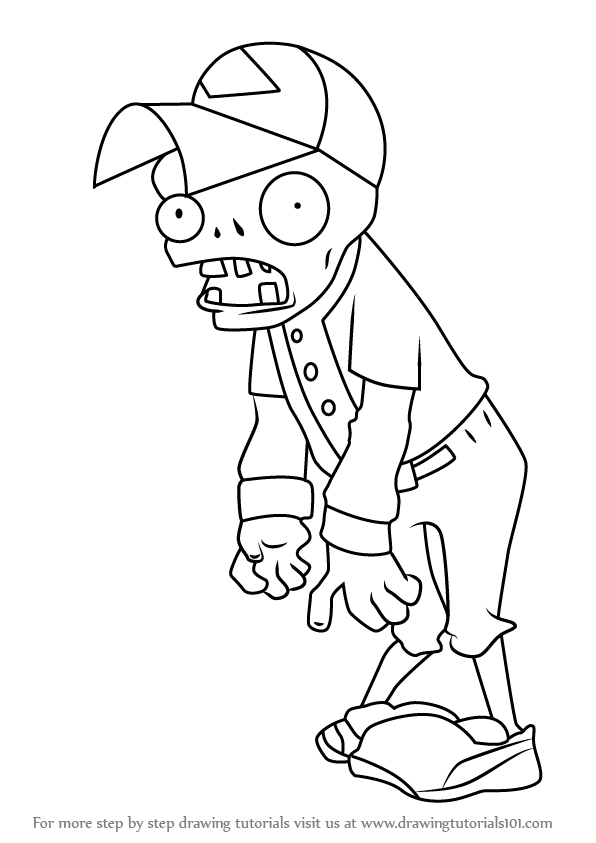 596x843 Learn How To Draw Baseball Zombie From Plants Vs. Zombies (Plants