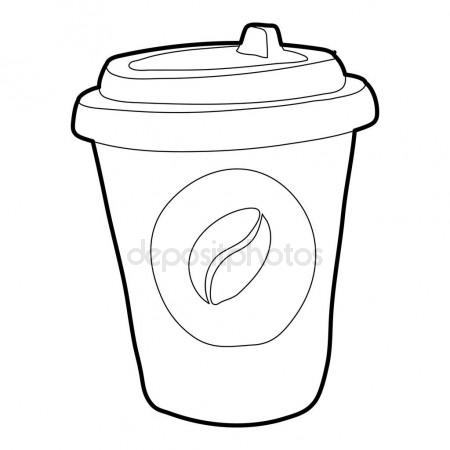 450x450 Plastic Cup Of Coffee Icon, Outline Style Stock Vector