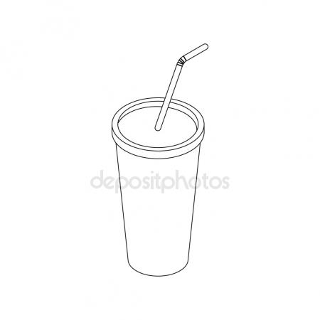 450x450 Soda In Plastic Cup With Straw Sketch Icon Stock Vector