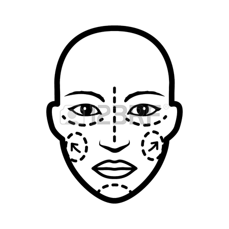 450x450 Plastic Cosmetic Surgery On Face With Dotted Lines Flat Vector