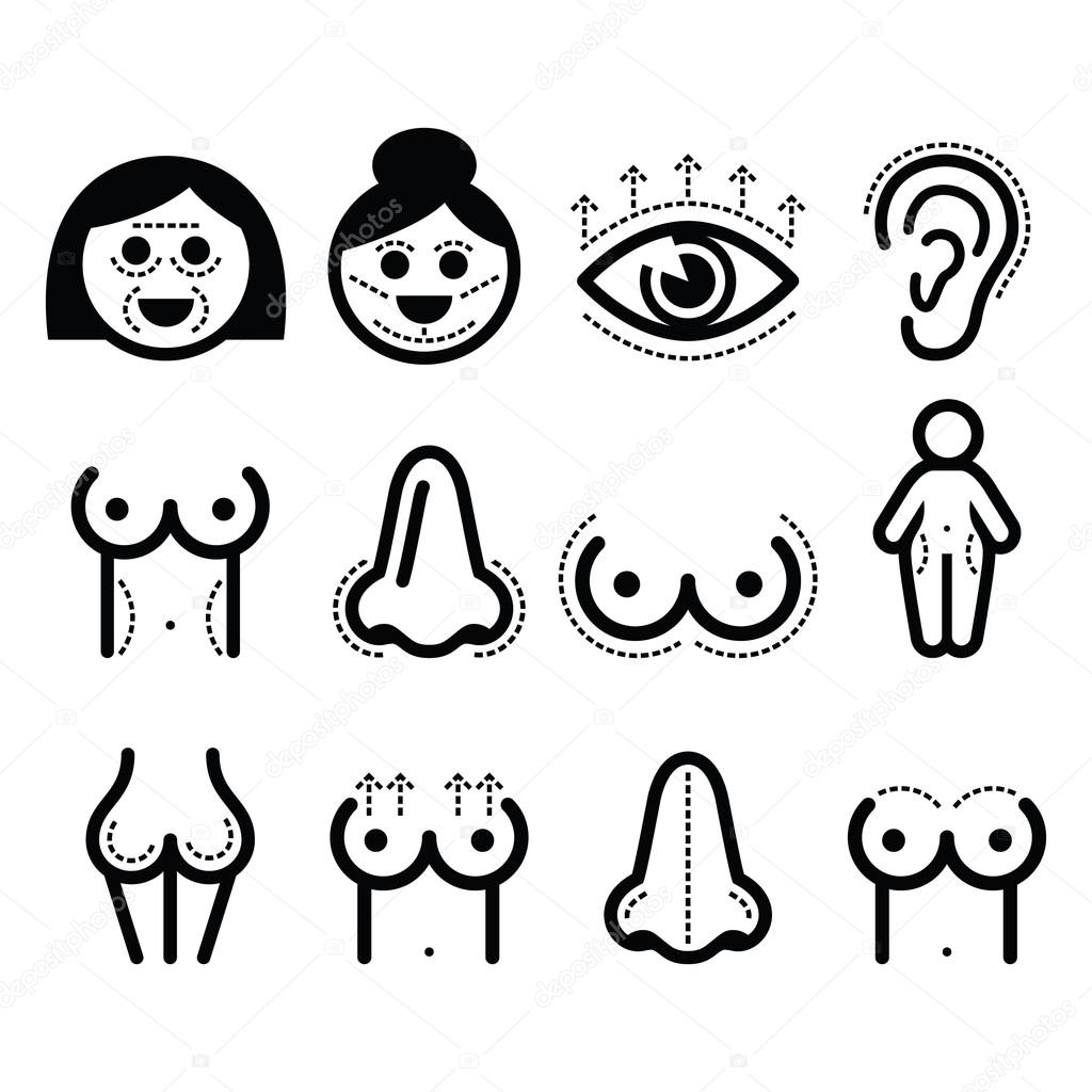1024x1024 Plastic Surgery, Beauty Vector Icons Set Stock Vector Redkoala