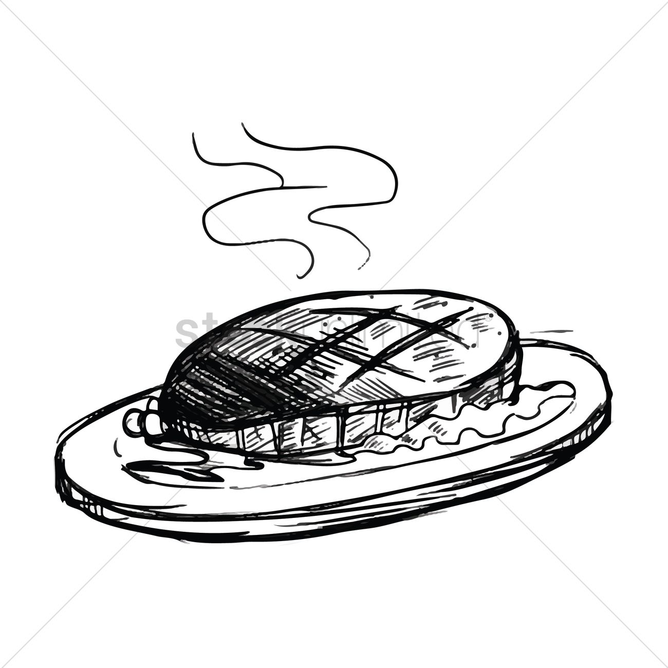 1300x1300 Steak On Plate Vector Image