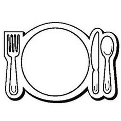 236x236 Black Line Drawing Of Plate, Glass, Utensils For Kids