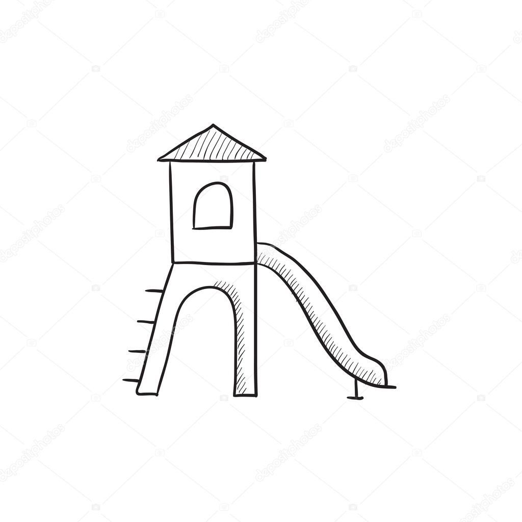 1024x1024 Playground With Slide Sketch Icon. Stock Vector Rastudio