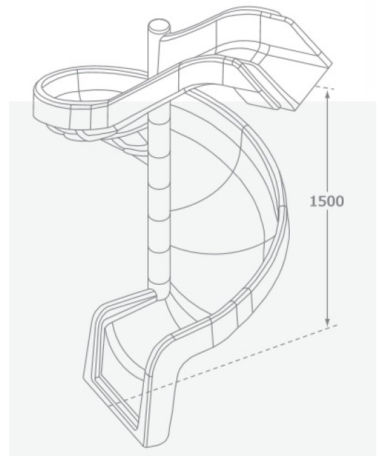 550x650 Playground Spiral Slide To Suit 1.5m Deck Height