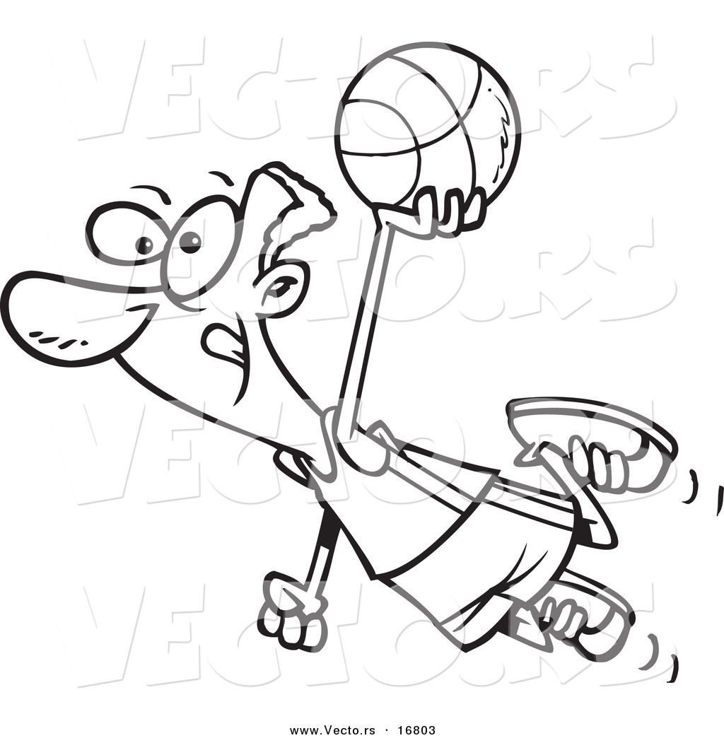 1024x1044 Vector Of A Cartoon Black Basketball Player Flying