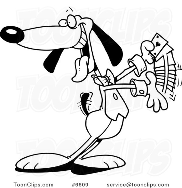 581x600 Cartoon Black And White Line Drawing Of A Dog Shuffling Playing