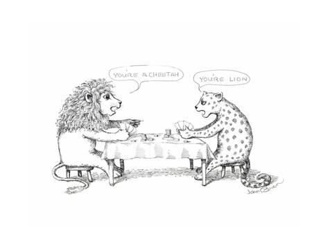 473x355 Cheetah And Lion Playing Cards