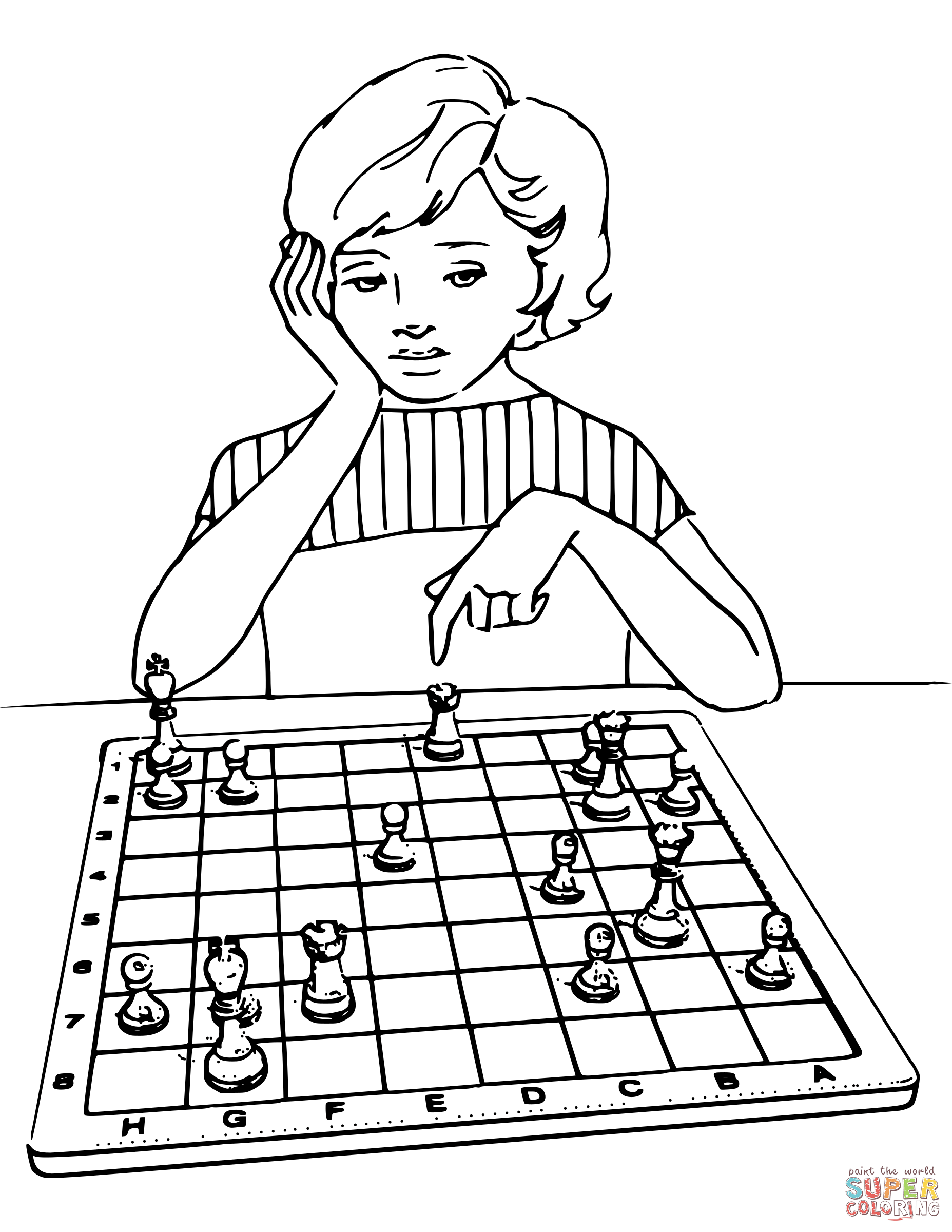1855x2400 Girl Playing Chess Coloring Page Free Printable Coloring Pages