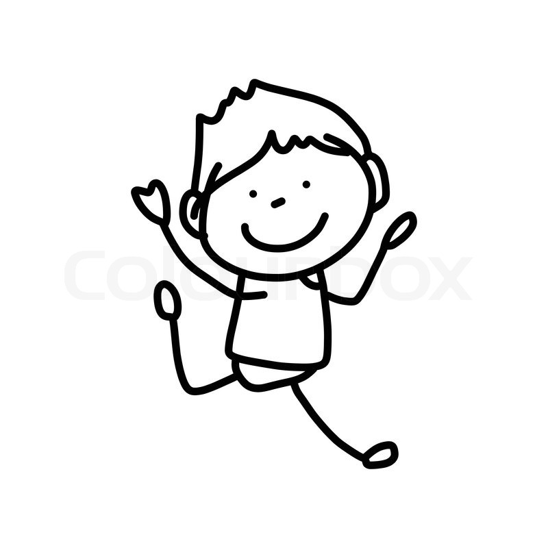 800x800 Hand Drawing Cartoon Character Happy Kids Playing Stock Vector