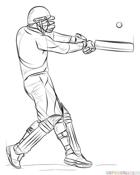 462x575 How To Draw A Cricket Player Step By Step Drawing Tutorials