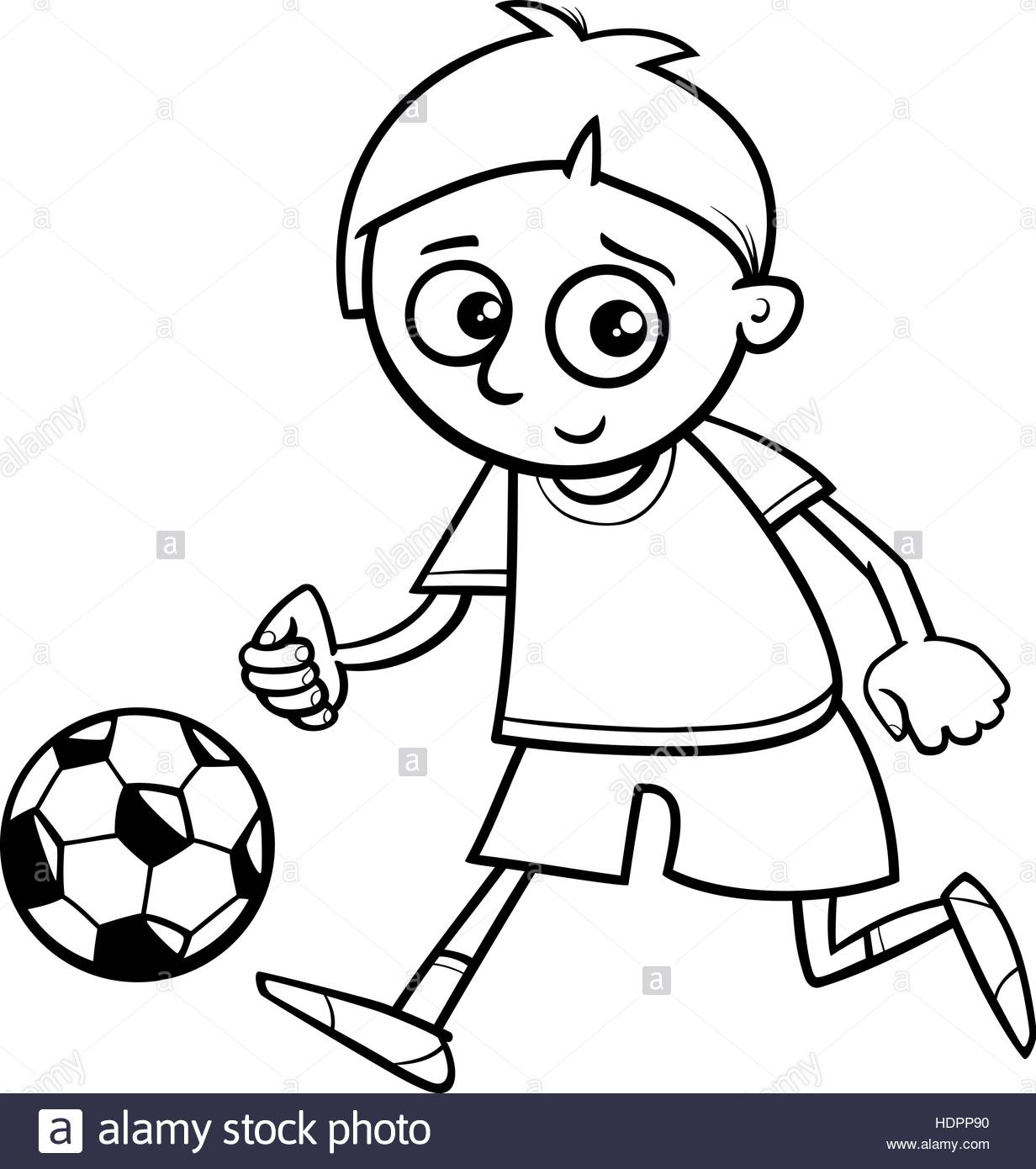 1232x1390 Boy Playing Football Drawing Black And White Cartoon Illustration