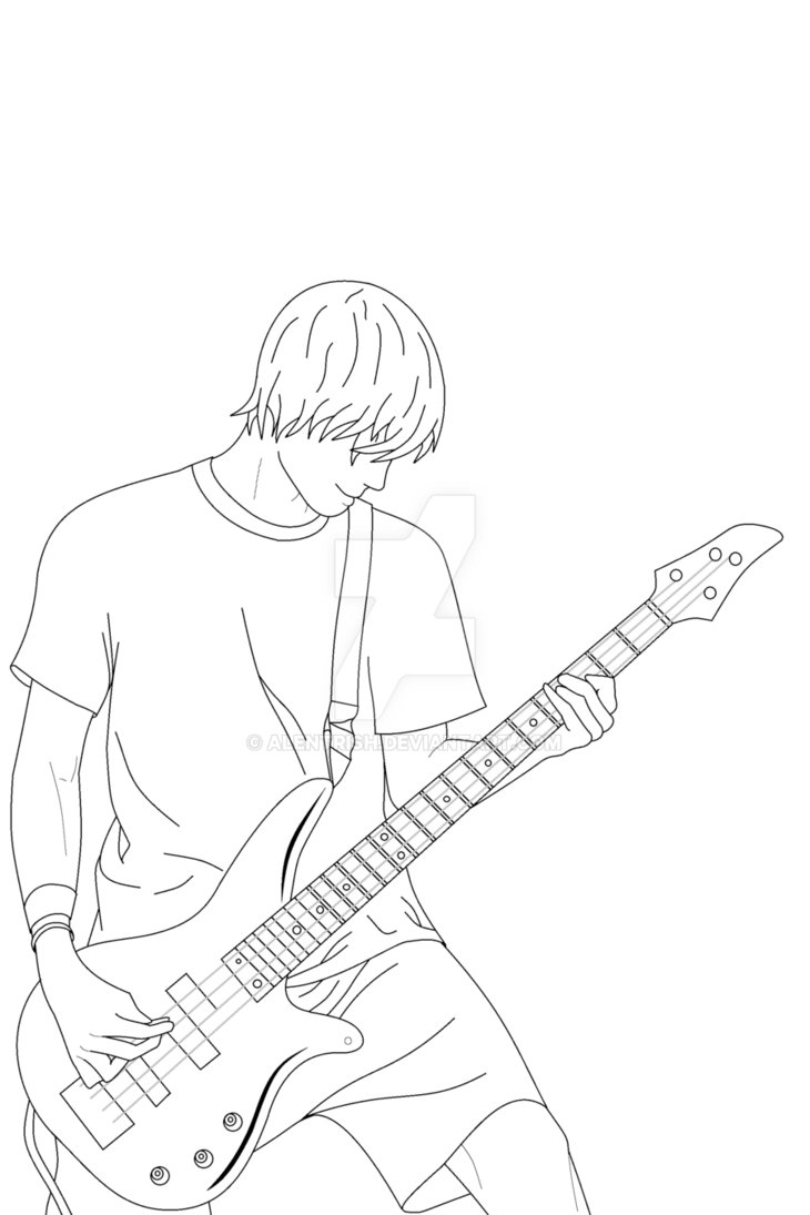 730x1095 Guitar Boy Lineart By Alentrish